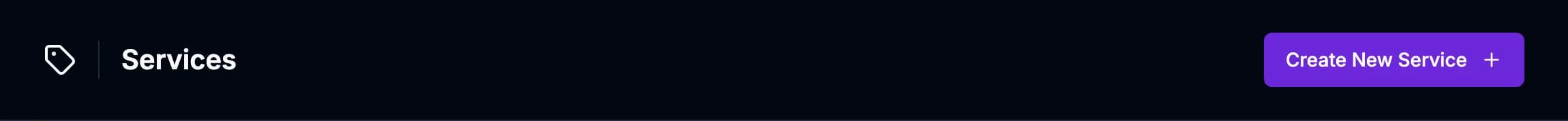 The Services tab with the Create New Service button